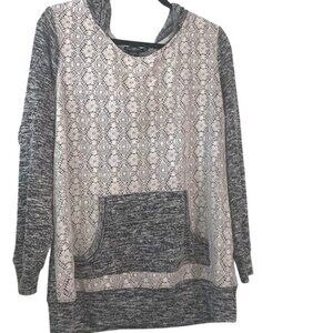 Miss Chievous Womens Lace & Knit Hooded Sweatshirt 2X
